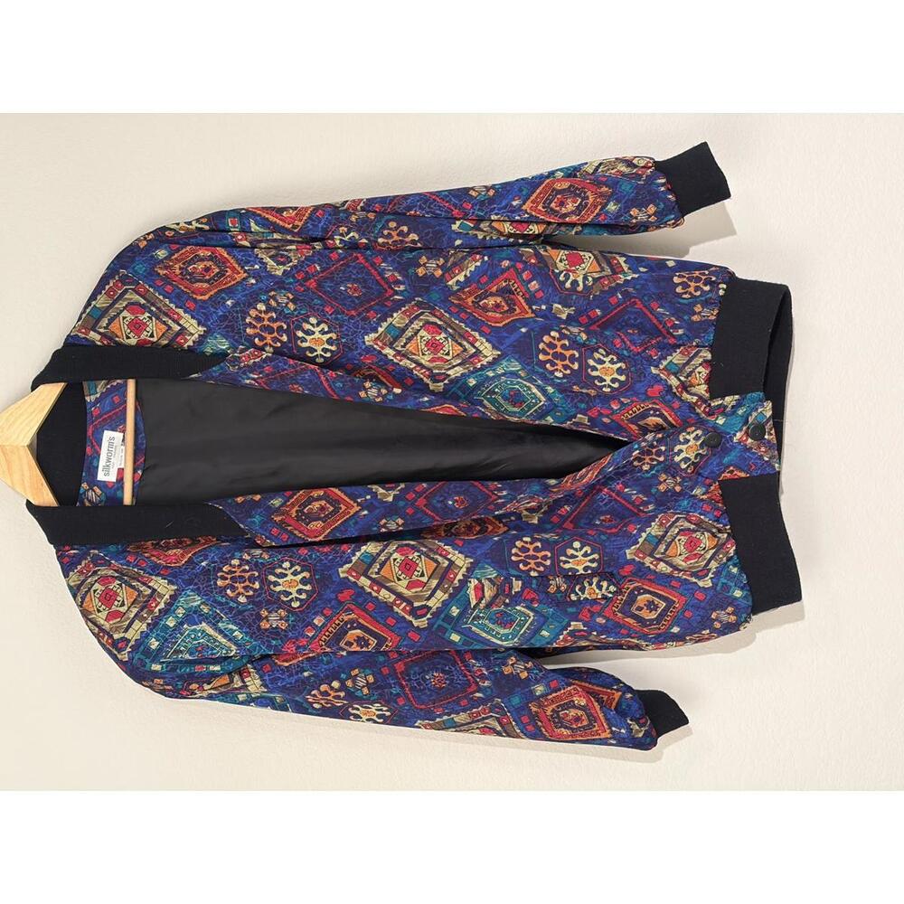 Vintage Silkworm’s Geometric Maximalist Colorful Bomber Jacket 80s Size L